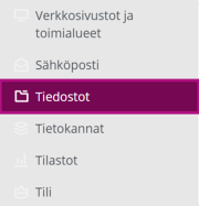 Tiedostot-välilehti löytyy sivuston vasemmasta reunasta.